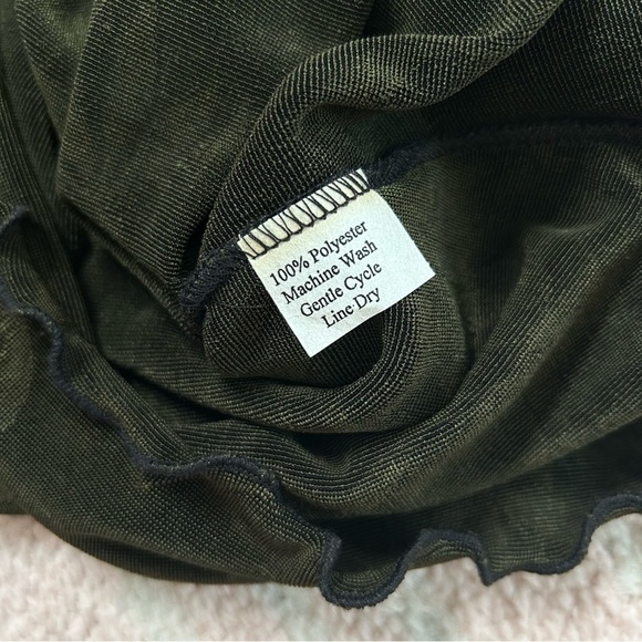 NWT Vintage Lee Anderson Wide Leg Ruched Pants Green Leaf Pattern Size Small - Picture 4 of 10